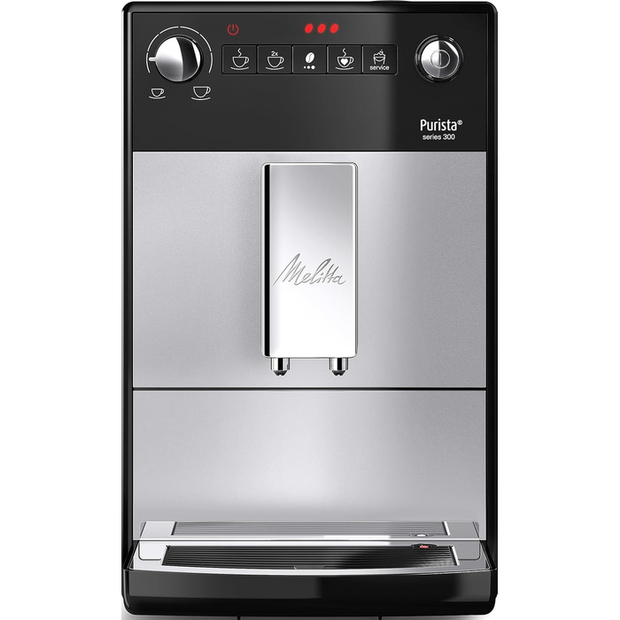 Melitta Purista - Fully Automatic Coffee Machine with Favorite Coffee Function, Coffee Machine with Grinder and 5-Level Adjustable Grinding, for Coffee and Espresso, silver/black Silver Fully Automatic Coffee Machine