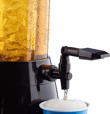 Диспенсер для пива Relaxdays з краником, 50 x 23 x 18 см, об'єм 2,5 л, прозорий, чорний, 2,5 літри