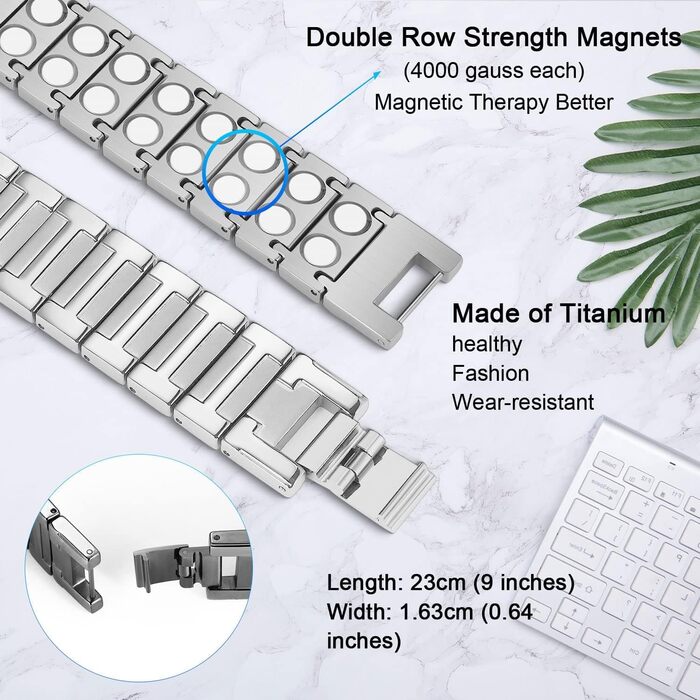 Браслет магнітний чоловічий JEROOT з титану, енергетичний, для чоловіків