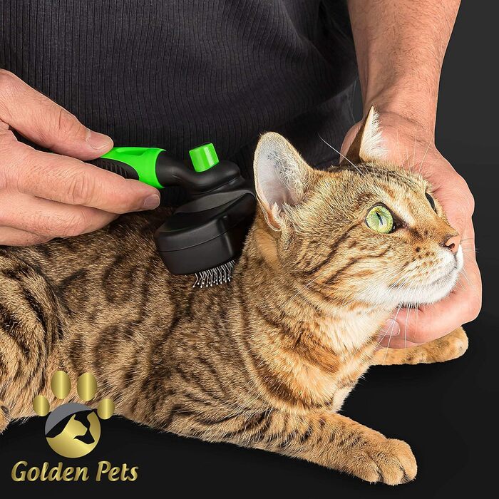 Щітка для собак та котів Golden Pets самоочисна, покращена версія, для короткої та довгої шерсті, для тварин великих та малих розмірів, швидке очищення + посібник з догляду