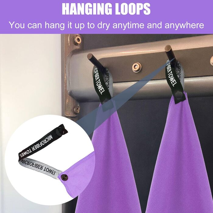 Набір рушників Neerow з мікрофібри (3 шт.): великий (152x76 см), фітнес (80x40 см), маленький (30x30 см), фіолетовий
