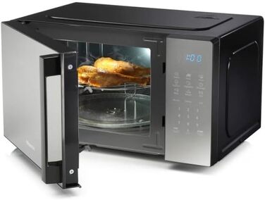 Мікрохвильова піч Hisense H20MOMBS4HG 20 л з лівостороннім відкриванням дверцят, LED-дисплеєм, 9 функціями, 700 Вт, грилем та дзеркальним покриттям