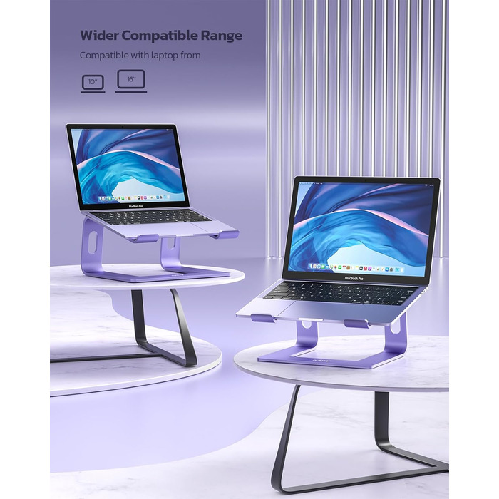 Підставка для ноутбука Nulaxy з алюмінію, ергономічна, з вентиляцією, сумісна з MacBook, Dell, HP, Samsung, Lenovo, 10-16 дюймів, сіра (фіолетова)