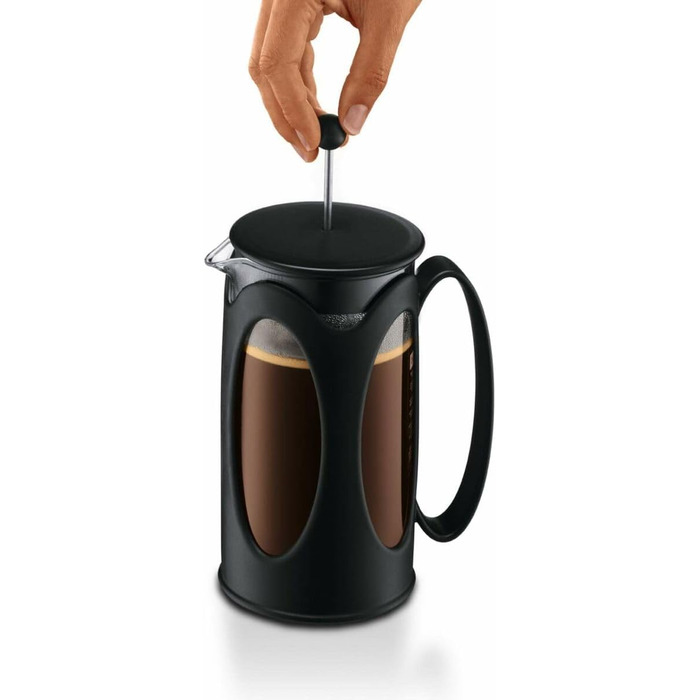 Bodum Kenya: Френч-прес для кави, 500 мл, 4 чашки, з боросилікатного скла та нержавіючої сталі, миється в посудомийній машині, Made in Portugal, чорний