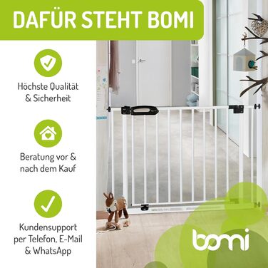 Захисний бар'єр BOMI Mira для дверей | Бар'єр для котів з люком | Ідеальний бар'єр для собак, котів та цуценят | Металевий бар'єр для собак у квартиру, білий | Ширина: (захисні накладки на стіну (2 круглі та 2 кутові))