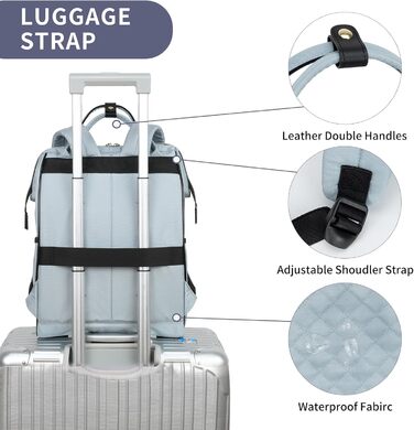 Жіночий рюкзак EMPSIGN з відділенням для ноутбука 17 дюймів. Стильний рюкзак для навчання, роботи, подорожей. Чорний, блакитний.