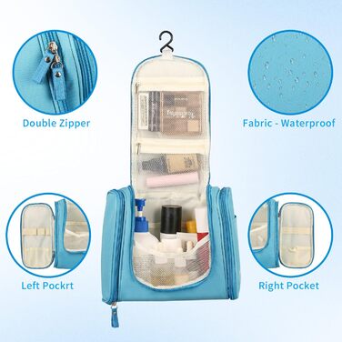 Чоловіча косметичка-органайзер для подорожей з гачком, зелена/блакитна