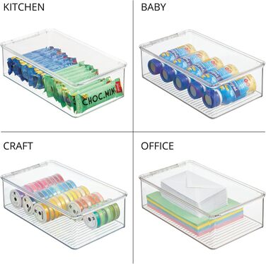mDesign 2-Piece Stackable Shoe Box with Lid – Practical Shoe Storage Box Made of Plastic – Ideal for Protected Storage of Sandals, Sneakers, etc. – Transparent