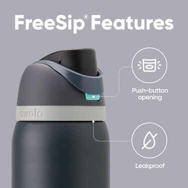 Термос Owala FreeSip 950 мл з трубочкою, ізольована спортивна пляшка для води з нержавіючої сталі, BPA-free, не протікає, Foggy Tide