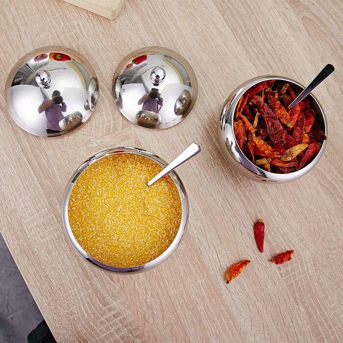 Контейнер для цукру та спецій з нержавіючої сталі SUS304 з кришкою та ложкою