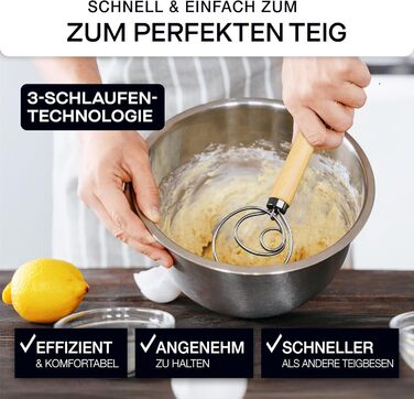 Гранітний м'ясорубка з пестиком з натурального граніту, дерев'яною ложкою, щіткою для чищення, рецептами песто та стійкою з дуба – 350 мл, з дуже довгим пестиком (датський віночок)