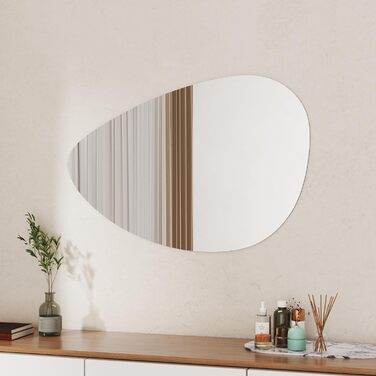 Дзеркало Boromal Spiegel чорне 40x60 см з металевим обрамленням для ванної, туалету, спальні (65x90 см, асиметричний стиль A)