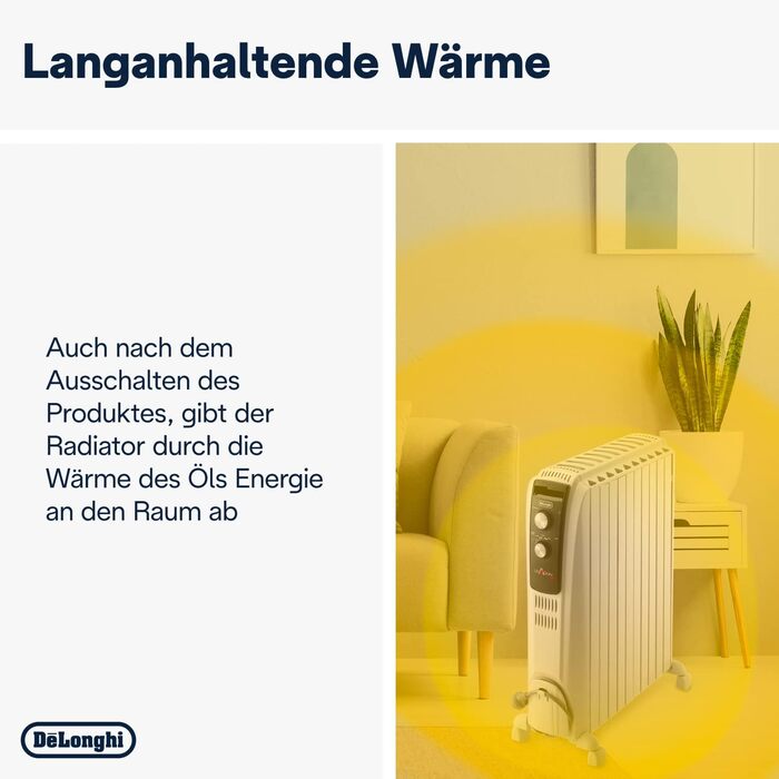 Масляний радіатор De'Longhi Dragon 4 TRD4 0615, 2500 Вт, 230 В, 50 Гц