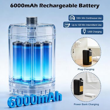 Портативний душ Campingdusche 6000 mAh з насосом, шланг 200 см, для кемпінгу, саду, авто, тварин, пляжу, подорожей (Чорний)