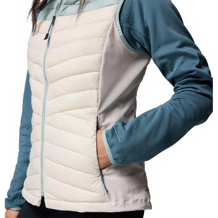 Жіночий жилет Columbia Powder Pass 3 Hybrid Puffer Vest - теплий та зручний (XL, Dark Stone, Crushed Blue)