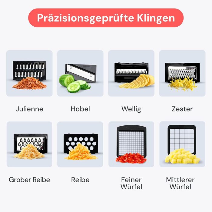 Многофункціональний овочевий слайсер-терка Mandoline 8-в-1 PRO чорного кольору: для овочів, фруктів, сиру, цибулі, огірків, картоплі