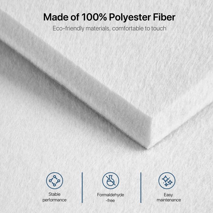 Самоклеючі акустичні панелі з фетру для звукоізоляції стін та стелі, білі, 30x30x0.9 см, 12 шт (1.08 м²)