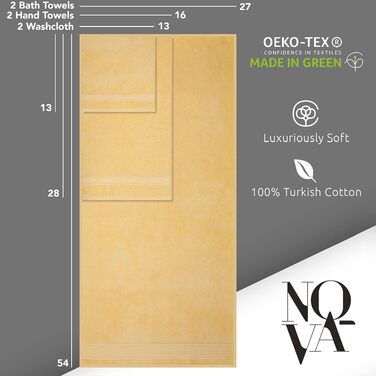 Набір розкішних рушників для ванної NOVA Luxury Linen, турецька бавовна, готельна якість, сірий колір (6 предметів)