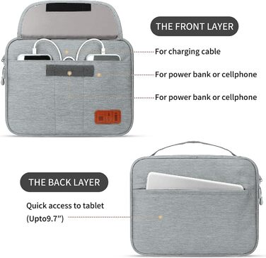 Органайзер для кабелів - сумка-організатор для аксесуарів електроніки, чохол для подорожей (28.5 x 23 x 6 см), сірий