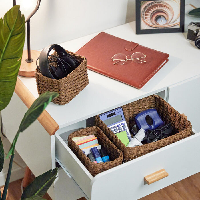 Relaxdays Woven Storage Baskets - 3 Piece Set