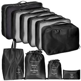 Органайзер для валізи Zorplex, набір 10 шт: кубики для пакування, аксесуари для подорожей, чохли для одягу, взуття та косметики (чорний)