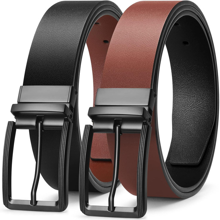 Чоловічий шкіряний ремінь BESTKEE 35 мм, обертається – для джинсів, штанів, гольф-одягу, чорний/коричневий, довжина 47' (для талії 40'-45')