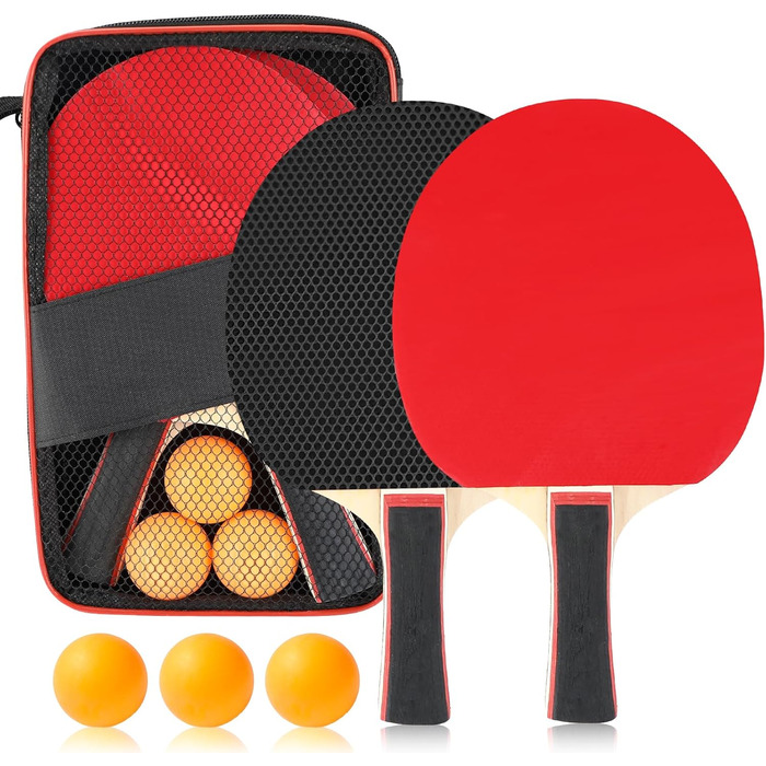 Набір для настільного тенісу, преміум якість: 2 ракетки, 3 м'ячі, сумка. Підходить для початківців, досвідчених гравців та сімейного дозвілля