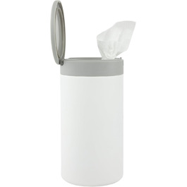Spectrum Diversified Decorative Wipes Dispenser - Refillable Wet Wipe Holder for Household Cleaning, Stylish Cleaning Cloth Holder, Stainless Steel Plastic, White, 1 Count (Pack of 1)