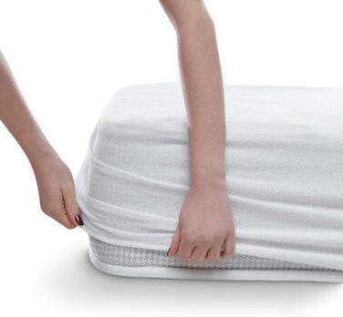 Alreya Waterproof Mattress Protector Breathable Cover with All-Round Cover 90 cm x 200 cm (2-Pack) Mattress Topper without Crinkling, Cotton Mattress Protector