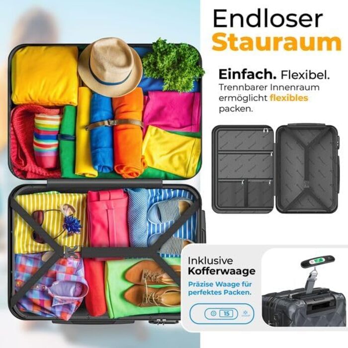 Чемодан KESSER® 120L з ABS-пластику з кодовим замком, вагами та органайзером | Валіза на колесах для подорожей та бізнесу, 55см