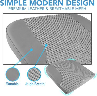 Подушка для сидіння в авто з Memory Foam для спини та куприка, шкіряна, 4D сітка, темно-сіра