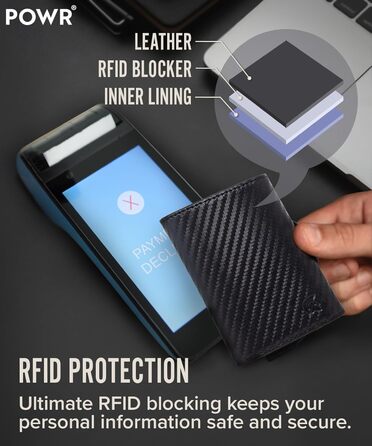 Чоловічий металевий картхолдер POWR Wallet з відділенням для монет. Мінімалістичний картхолдер для чоловіків (чорний карбон)