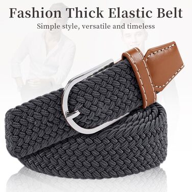 Жінський та чоловічий тканинний ремінь Flintronic, еластичний плетений ремінь, ширина 3.3 см, довжина 107 см (обхват талії 76-115 см), кольори: бежевий+синій