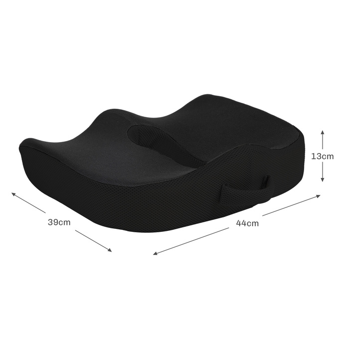 HOMCOM Orthopedic Seat Cushion Ergonomic Seat Cushion for Office Chair, Car & Co., Coccyx Cushion Made of Memory Foam for Tailbone, Sciatica, Hemorrhoids Back Pain Relief, Black | Aosom