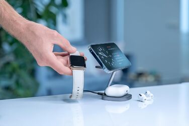 XLayer MagFix Pro 3 в 1 Зарядна станція MagSafe для iPhone 16/15/14/13/12, Apple Watch 5/6/7/8/9/SE/Ultra, бездротова, магнітна, складна, з підставкою