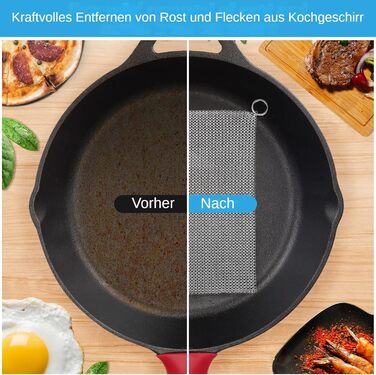 Cast Iron Cleaner Improved Small Circle, 3.8 mm, 18''x18'' Stainless Steel 316L Chain Mail Scrubber Pad for Household Pans, Frying Pans, Waffle Irons, and Glassware