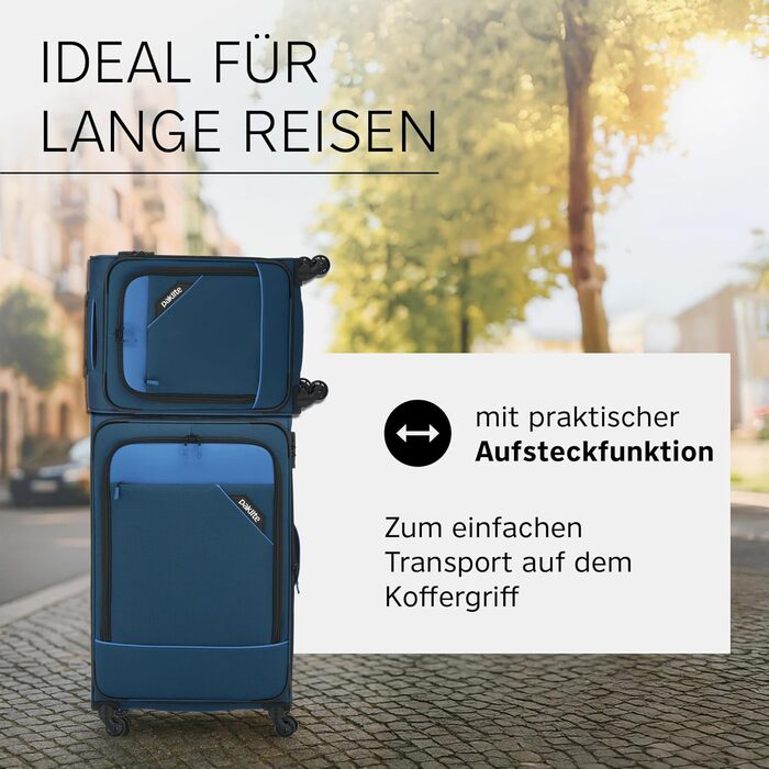 Paklite Чемодан ручної поклажі на 4 колесах, 55 см, 41 літр, блакитний, з TSA замком та функцією розширення