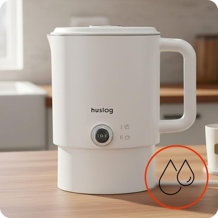 Електричний чайник з подвійними стінками 1,7л, 2200W, швидке кип'ятіння, тихий та безпечний, бездротовий з 360° підставкою, знімною кришкою, точним виливом (білий)