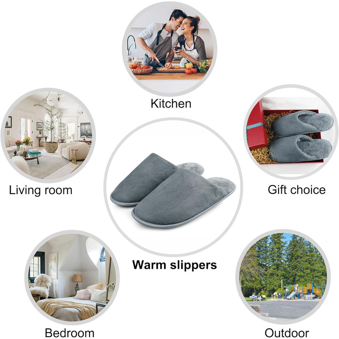Тапочки домашні для чоловіків та жінок, теплі, з плюшу, зимові, з пам'яттю, антиковзні, м'які, пухнасті, для дому та вулиці (46/47 EU, Style 12)