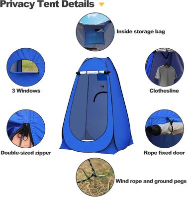 CLIPOP Portable Pop-Up Privacy Tent - Outdoor Shower & Changing Tent with UV Protection - Beach, Camping, Fishing