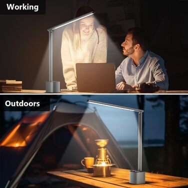 LED лампа настільна Hapfish з регулюванням яскравості, акумуляторна, з сенсорним керуванням, 5000mAh, для офісу, вулиці, приліжкові лампи (сіра)