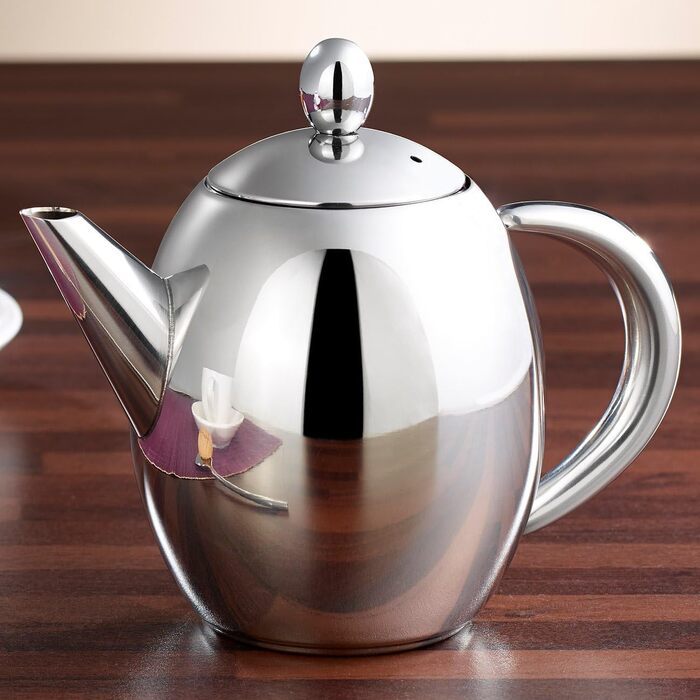 Чайник Rosenstein & Söhne з металевим ситом: нержавіюча сталь, 0,5 л, для чаю та кави, сумісний з Induktion, миється в посудомийній машині