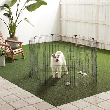 Amazon Basics Octagon, Square, Rectangle Dog Playpen - Foldable Metal Cage with Door - 152.4 x 152.4 x 91 cm