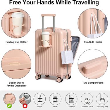 Чемодан-валіза Sea Choice 2 в 1: великий (78 см) та середній (55 см), зелений, з TSA замком та зручним тримачем для напоїв