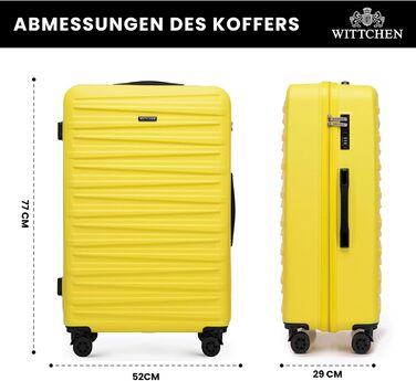 WITTCHEN Skyspeed Line - великий валіза з ABS, жорсткий корпус, телескопічна ручка, 4 колеса, колір жовтий, підходить для Lufthansa, Eurowings, Ryanair, Condor