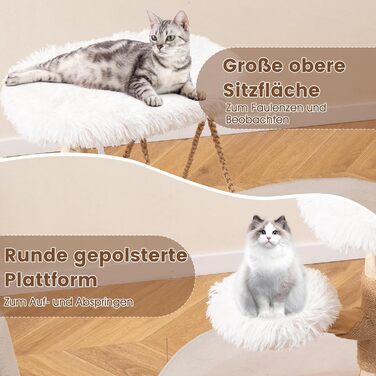 Дерев'яний кігтеточки для котів Costway з гамаком, мотузкою, натуральним деревом та jute-обтягнутими стовпчиками, 2 стійки та платформа, кігтеточки для котів, котячий комплекс, природа+білий (66 см)