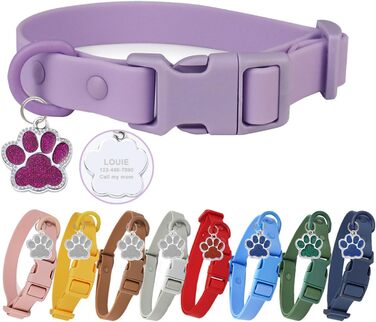 Нашийник для собак з металевою застібкою, двосторонній з іменем та номером телефону, регульовані розміри для маленьких собак, M та L