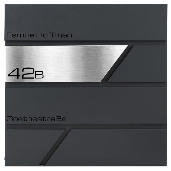 Поштова скринька Verda Anthrazit з газетницею, порошкове покриття AkzoNobel, 2 ключі, табличка з іменем, дизайнерська настінна поштова скринька з нержавіючої сталі