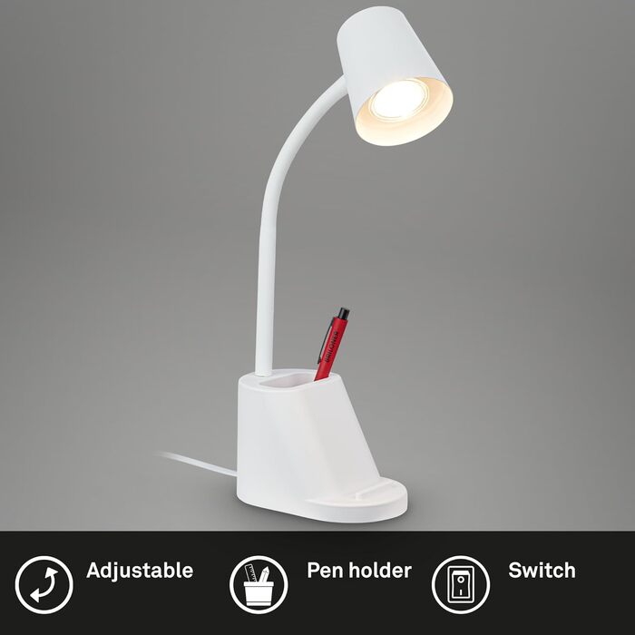 LED настільна лампа BRILONER з торшетом, чорна, 38,5 см, сенсорне керування, поворотна, з можливістю заміни лампочки