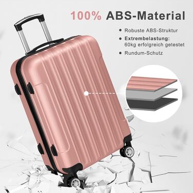 Набір валіз LEADZM 5 в 1: дорожній набір з косметичною сумкою, жорсткий кейс з ABS, телескопічна ручка, ручна поклажа (Турквіс)